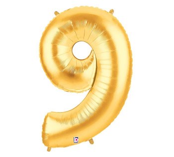 Foil Mega Loons 34" Number 9 Gold - HELIUM FILLED