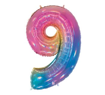 Foil Mega Loons 34" Number 9 Opal - HELIUM FILLED