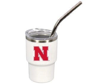 Nebraska Huskers Shot Glass Mini Tumbler with Straw