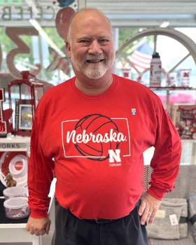 Volleyball Nebraska Rectangle Red Long Sleeve Shirt MD