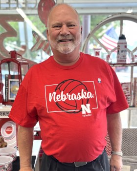 Volleyball Nebraska Rectangle Red Short Sleeve T-Shirt 2XL