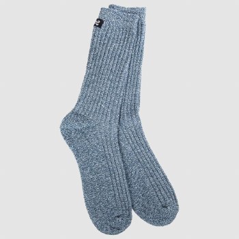 1902 Express Cozy Crew Men's Socks Heathered Indigo White