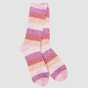Weekend Gem Crew Socks Pink Multi