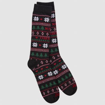 1902 Holiday Transit Crew Men's Socks Merry Christmas Black