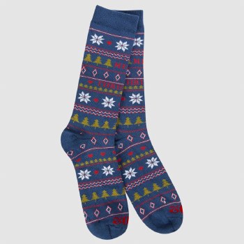 1902 Holiday Transit Crew Men's Socks Merry Christmas Navy