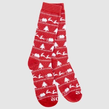 1902 Holiday Transit Crew Men's Socks Sleigh Red