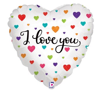 Foil Balloon 17" I Love You Colorful Hearts