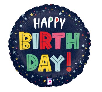 Foil Balloon 17" Navy with Colorful Stars