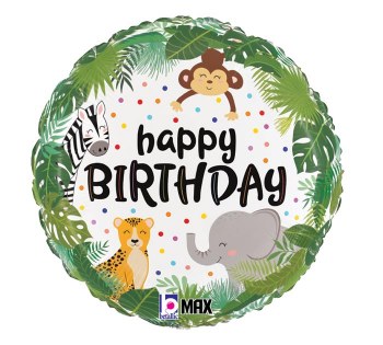 Foil Balloon 17" Happy Birthday Jungle