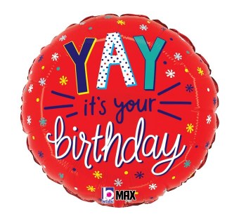 Foil Balloon 17" Yay It's Your Birthday Red