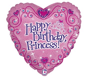 Foil Balloon 17" Happy Birthday Princess Pink Heart