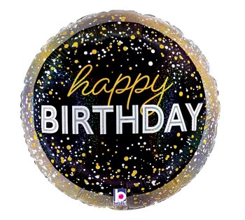 Foil Balloon 17" Birthday Glitter Holographic