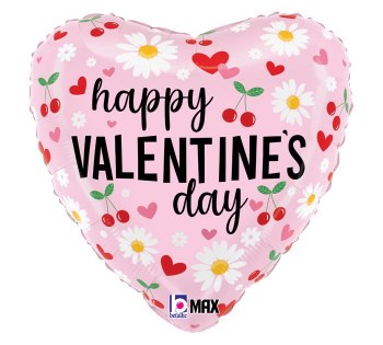 Foil Balloon 18" Happy Valentine's Day Cherries