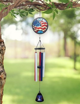 Wind Chime 40" Usa Stain Glass
