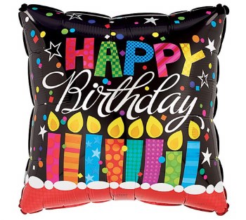 Foil Balloon 17" Birthday Candle Square Black