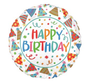 Foil Balloon 17" Birthday Happy Birthday Hats