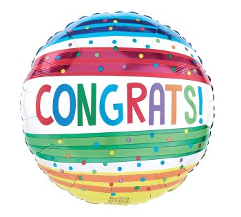Foil Balloon 17" Congrats Stripes &amp; Dots