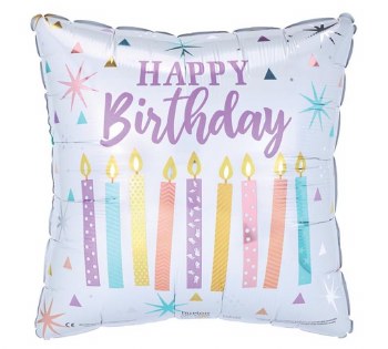 Foil Balloon 17' Birthday Candles Square White