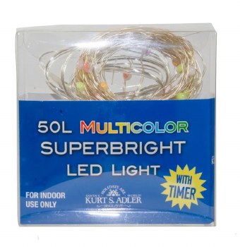 18' 50-Light Battery-Operated Multicolored Superbright LED Fairy Lights