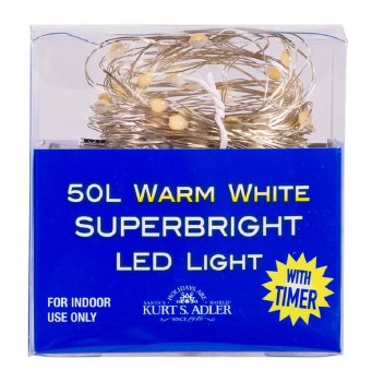 18' 50-Light Battery-Operated Warm White Superbright LED Lights