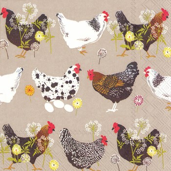 Cocktail Napkin Spatter Hens