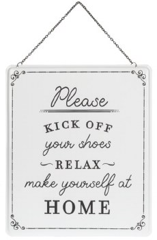 Please Kick Off Your Shoes Metal Hanging Sign