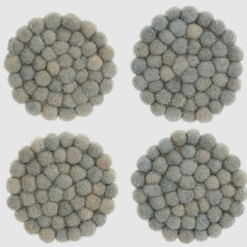 Grey Blue Felted Coaster S/4