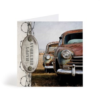 Card Birthday Old Cars &amp; Metal 6x6