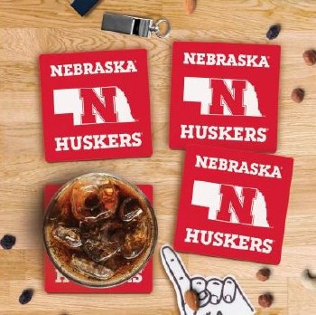 Coaster Single Nebraska Color Logo