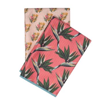 Double Duty Microfiber Towels Set of 2 Bird of Paradise