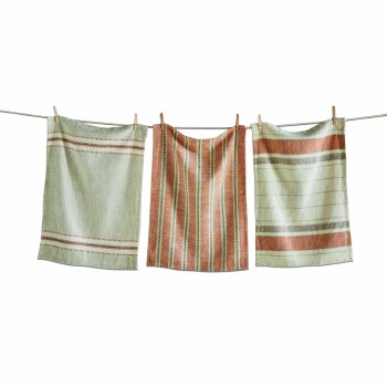 Dishtowels Set of 3 Winter White &amp; Orange