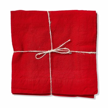 Napkins Set of 4 Threads Slub Red