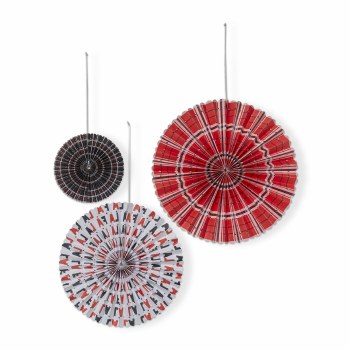 Decorative Paper Fans Set of 3 Falalala Plaid