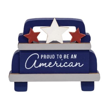 Blue Truck Tabletop Decor Proud To Be An American