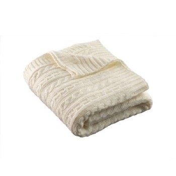Aran Knit Throw Soft White