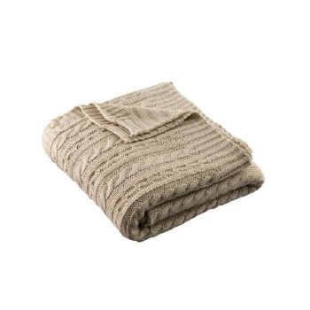 Aran Knit Throw Warm Grey