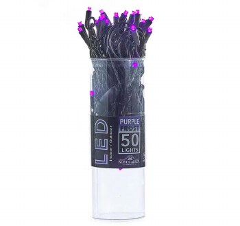 25.5' UL 50-Light 5MM Purple Frost LED Black Wire Lights