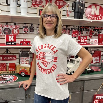Nebraska Volleyball Heart Short Sleeve T-Shirt White Ash SM
