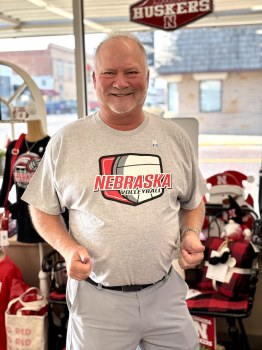 Nebraska Volleyball Shield Short Sleeve T-Shirt Sport Gray LG