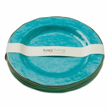 Melamine Salad Plate S/4 Aqua