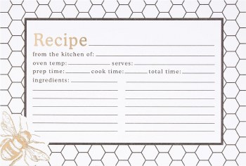 Recipe Cards 4x6 Honeycomb Hiv