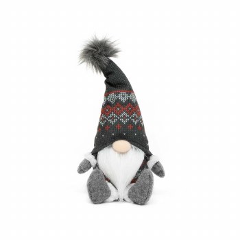 Gray &amp; Red Gnome with Sweater 9.5"