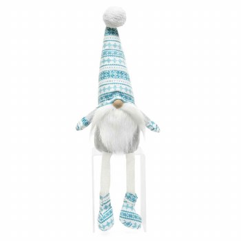 Blue &amp; White Gnome with Legs 16"