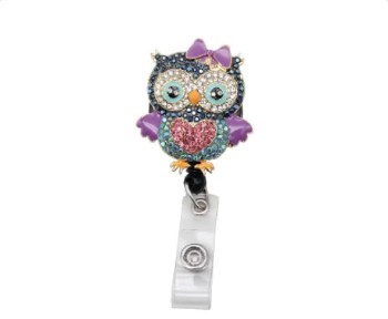 Badge Reel Owl With Heart