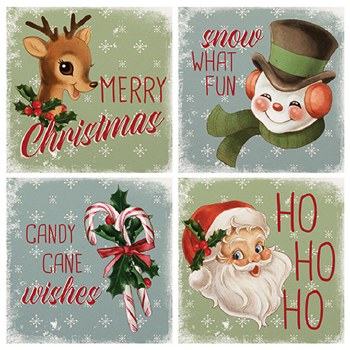 Set of 4 Coasters Vintage Christmas