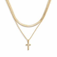 Layered Cross Gold Necklace