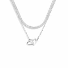 Layered Heart Silver Necklace