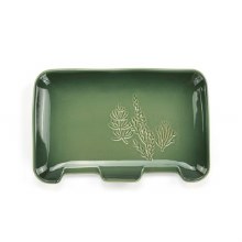 Double Spoon Rest Green Pressed Floral