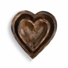 Wooden Heart Bowls Set Of 2