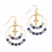 Beaded Prayer Earrings Indigo